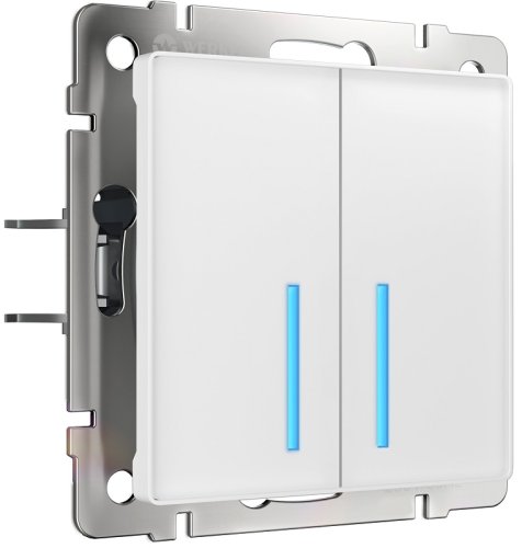 Выключатель сенсорный с подсветкой без рамки Werkel 2-кл 1000вт. белый глянцевый картинка